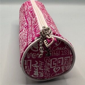 Coach Pink and White Cosmetic Case with Graffiti Design